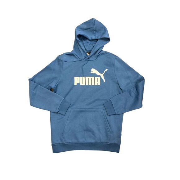Puma Men's Soft Long Sleeve Kangaroo Pocket Classic Big Logo Hoodie - Lake Blue - Picture 1 of 2